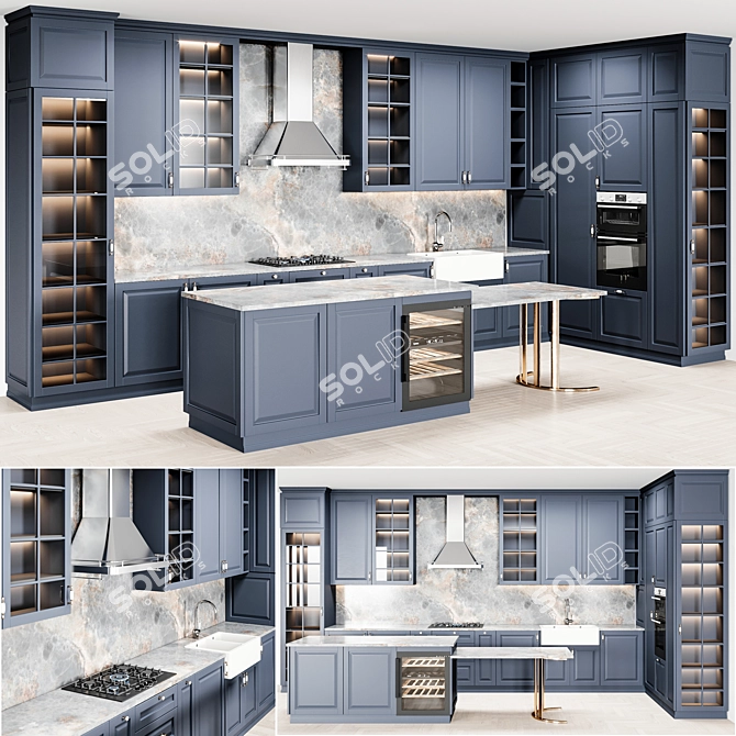 Ikea Kitchen Idea02: Sink, Mixer, Hood, Wine 3D model image 2