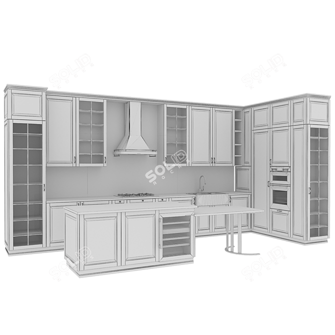 Ikea Kitchen Idea02: Sink, Mixer, Hood, Wine 3D model image 8