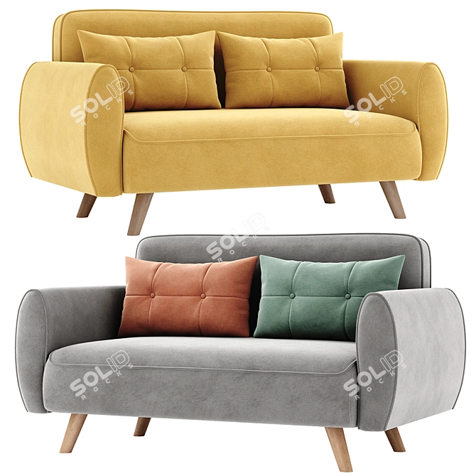 Charming Foldable Sofa Bed 3D model image 1