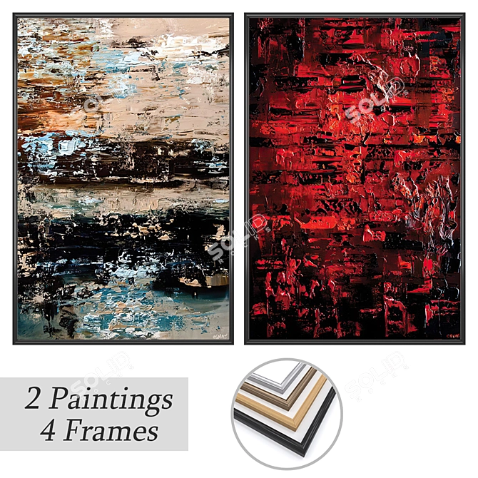 Title: Artistic Frames Collection - Set of 2 Paintings 3D model image 1