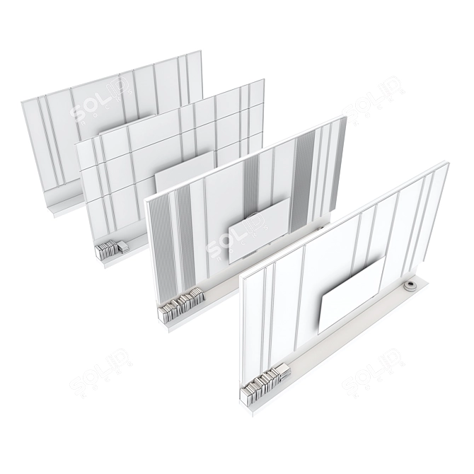 Modern TV Wall Set: 4 Configurations, Samsung 75" Crystal UHD 4K, High-Quality 3D Model 3D model image 7