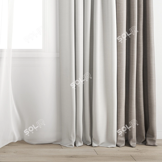 Wind Blowing Curtain 3D Model 3D model image 4