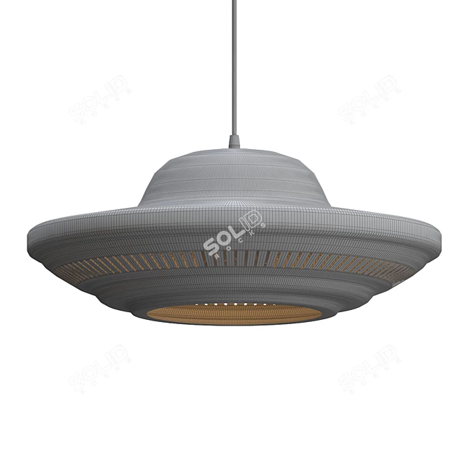 Gilded UFO Pendant Light 3D model image 2