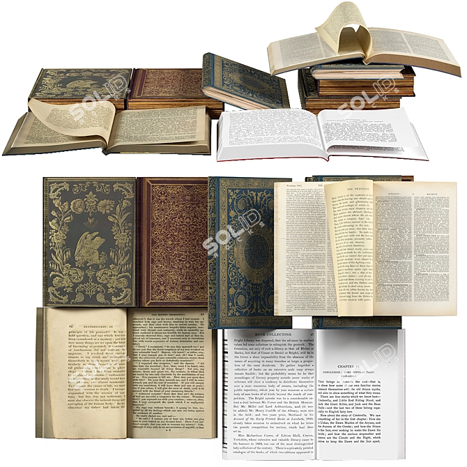 Vintage Book Set: 2015 Edition 3D model image 1