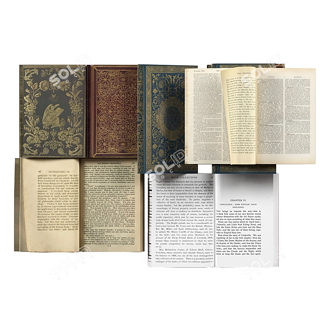 Vintage Book Set: 2015 Edition 3D model image 5