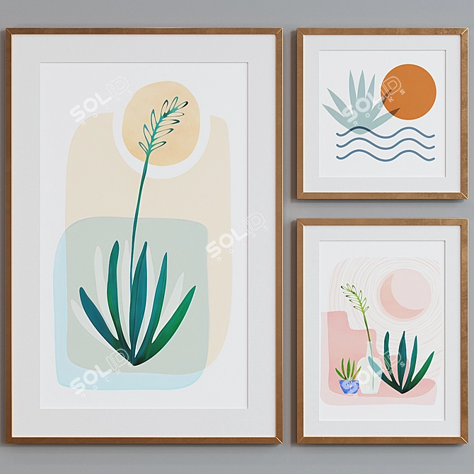 Minimalist Plant Picture Frame Set 3D model image 4