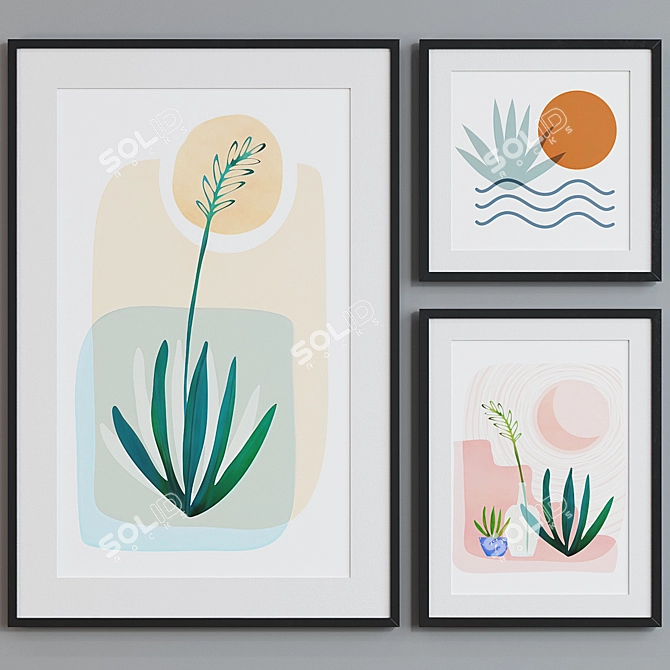 Minimalist Plant Picture Frame Set 3D model image 5