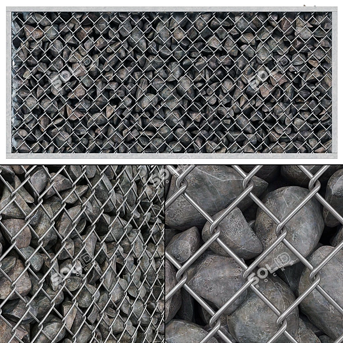 RockStone Gabion Cage: Top Quality, Multiple Textures 3D model image 1