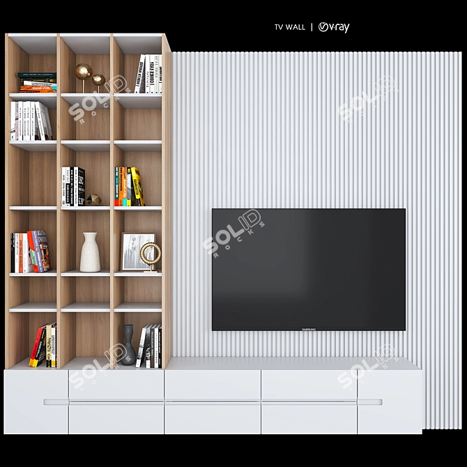 Sleek Dakota TV Wall Unit 3D model image 1