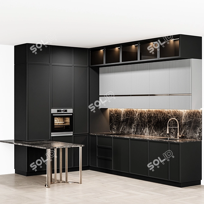 Flexible Modern Kitchen Design 3D model image 1