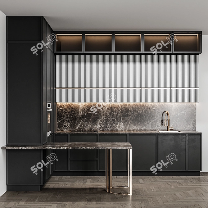 Flexible Modern Kitchen Design 3D model image 2