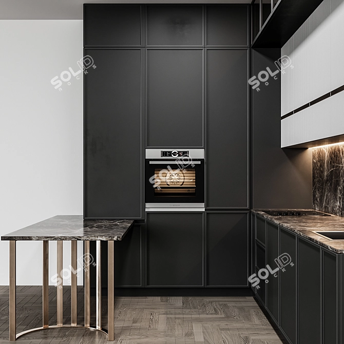 Flexible Modern Kitchen Design 3D model image 3