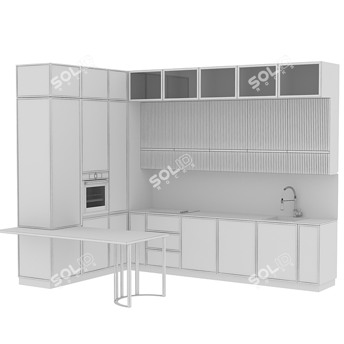 Flexible Modern Kitchen Design 3D model image 7