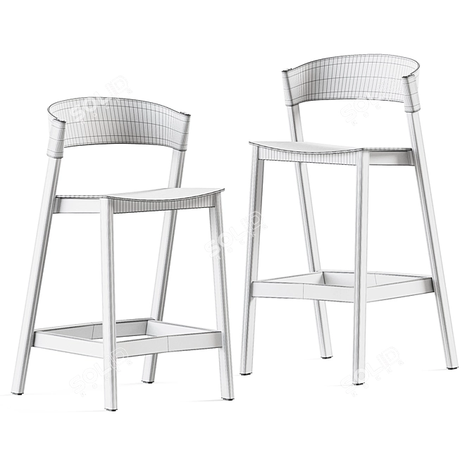 Modern Scandinavian Stool Collection 3D model image 2