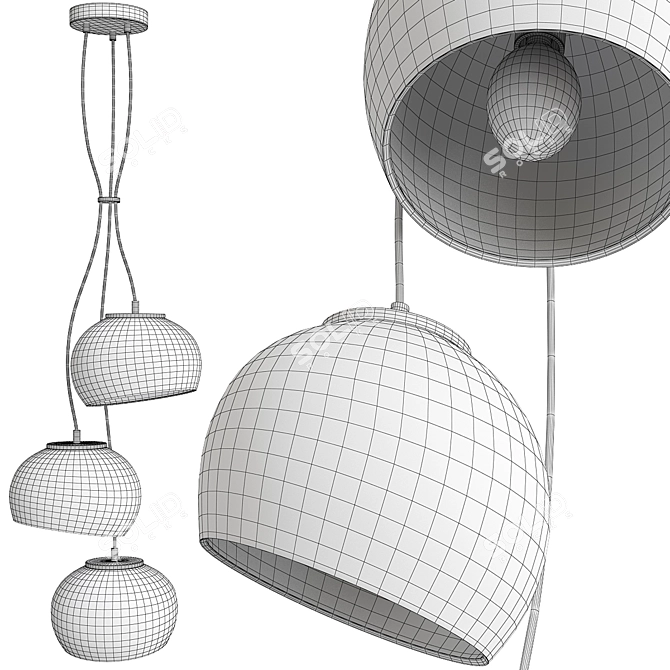 Elegant Ceramic Cluster Chandelier 3D model image 2