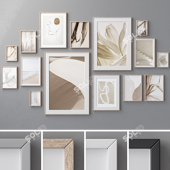 Title: Artistic Collection: Vintage Wall Paintings 3D model image 1