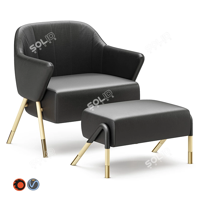 Mid-Century Inspired Jackie 2 Armchair 3D model image 1