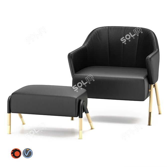 Mid-Century Inspired Jackie 2 Armchair 3D model image 3