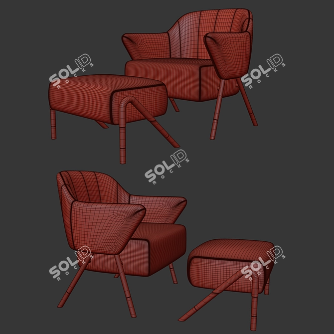 Mid-Century Inspired Jackie 2 Armchair 3D model image 4