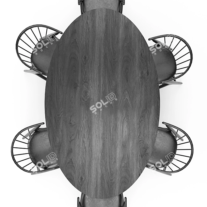 Sleek Black Dining Set 3D model image 2