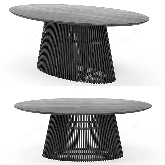 Sleek Black Dining Set 3D model image 3
