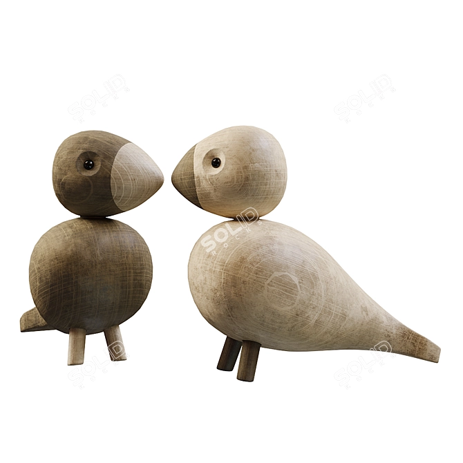 Title: Kay Bojesen PBR Birds & Dog Figurine 3D model image 2