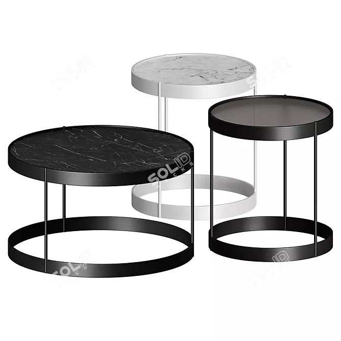 Modern Geometric Drum Coffee Table 3D model image 1