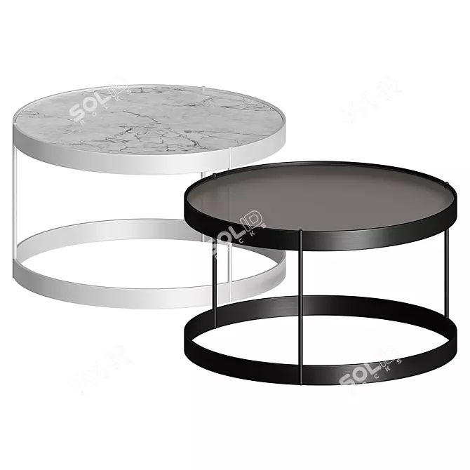 Modern Geometric Drum Coffee Table 3D model image 3