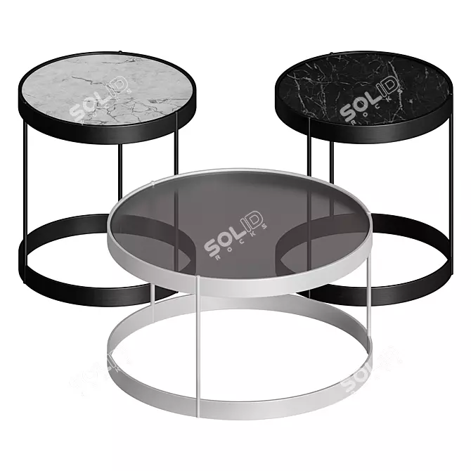 Modern Geometric Drum Coffee Table 3D model image 5