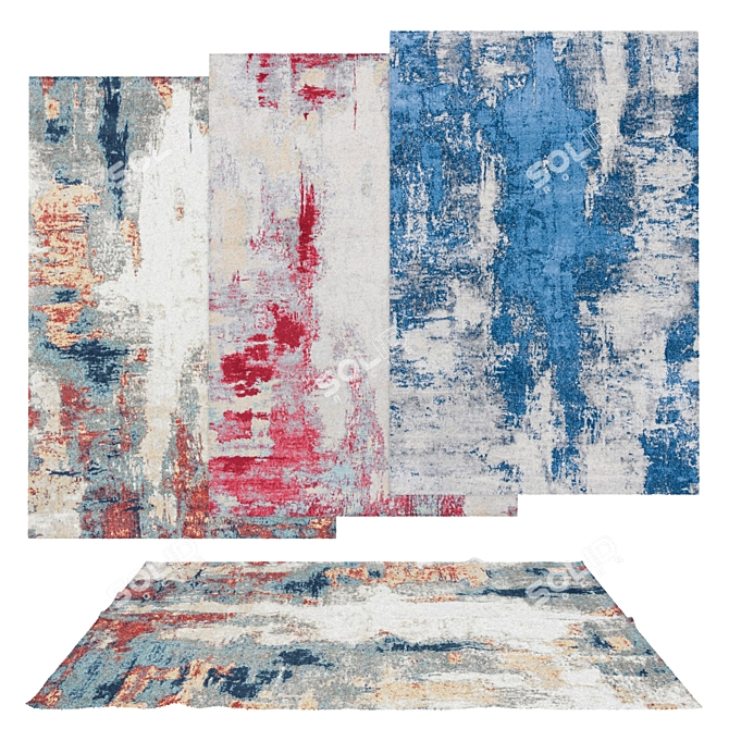 Versatile Rug Set: 6 Beautifully Textured Options 3D model image 1