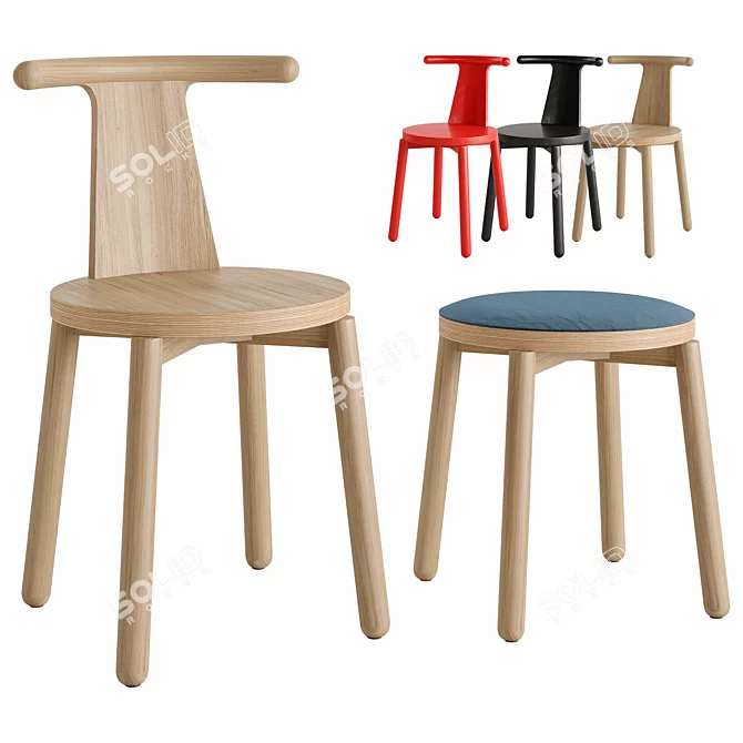 VIVA Chair and Stool: Modern Elegance 3D model image 1