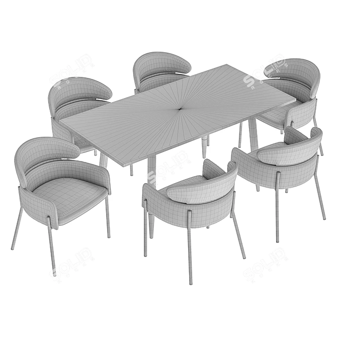 Elegance Dining Set: Alexia Chair & Chalawan Table 3D model image 6