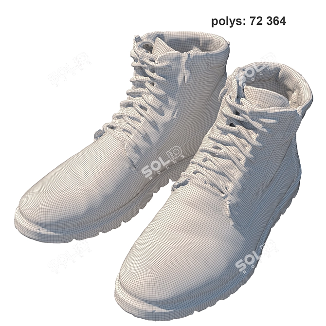 360-Degree Scanned Boots: High-Resolution Textured Design 3D model image 3