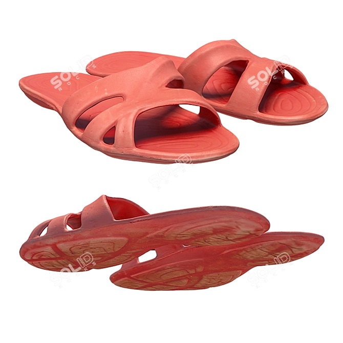 360° Scanned Slippers with High-Resolution Textures 3D model image 2