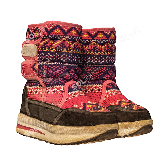 360 Degree Scanned Children's Winter Boots 3D model image 1