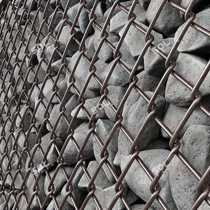 Gabion Cage Rock Stone N2 - High-Quality Textured 3D Model 3D model image 3