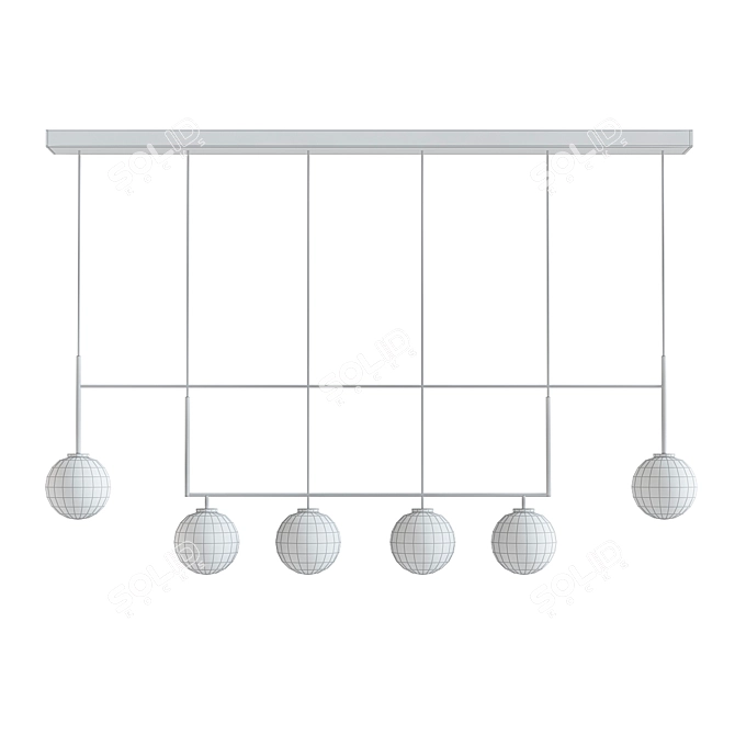 Elegant Glass Linear Chandelier 3D model image 2