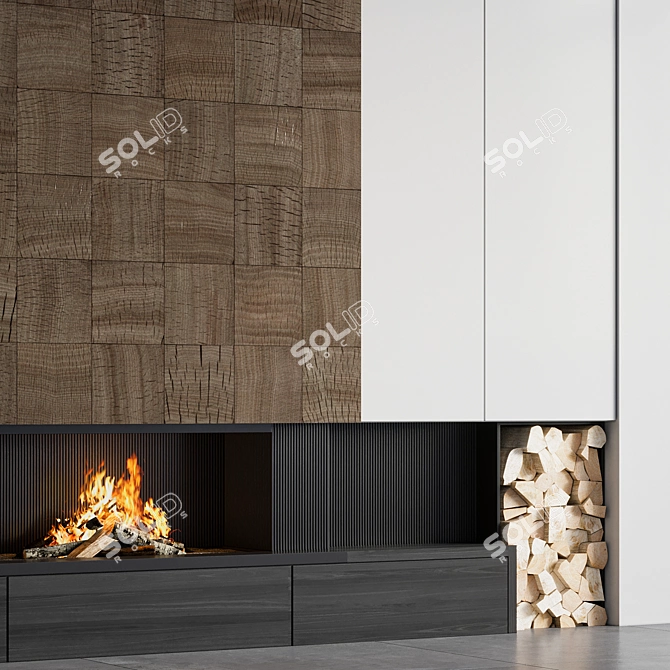 Sleek Fire Place Design 3D model image 2