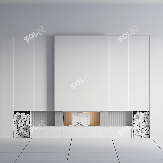 Sleek Fire Place Design 3D model image 4