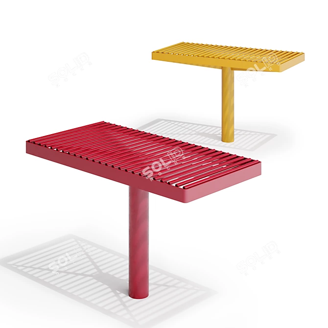 Sleek Steel Seating: PIXEL Park Benches 3D model image 3