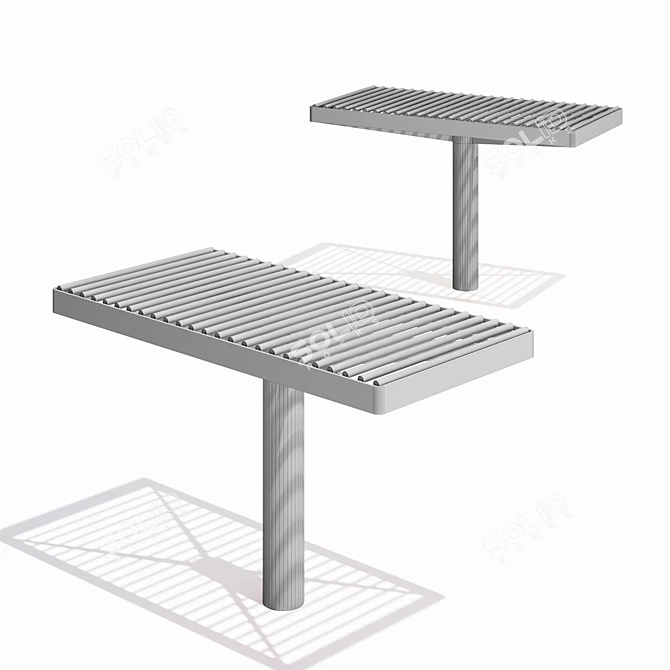 Sleek Steel Seating: PIXEL Park Benches 3D model image 5