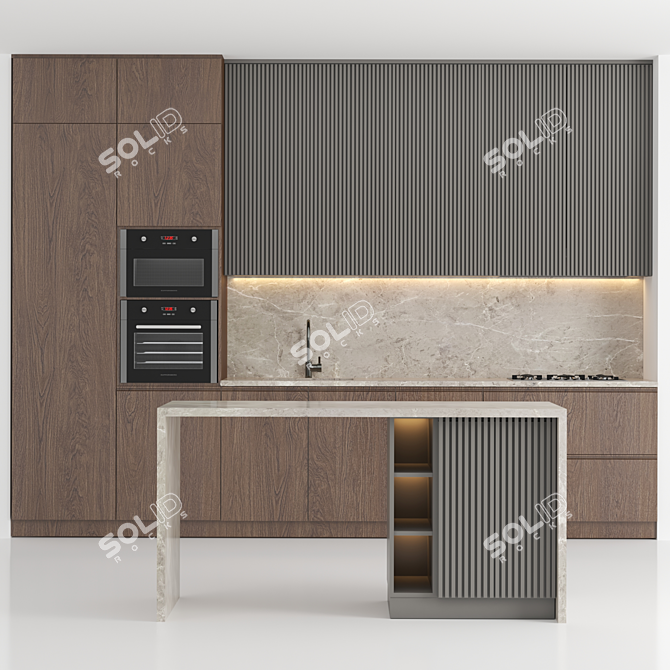 Sleek Kitchen Design 3D model image 1