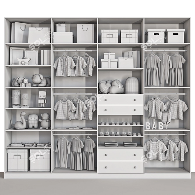 Modern Wardrobe Storage Solution 3D model image 5