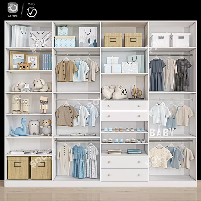 Modern Wardrobe Storage Solution 3D model image 6