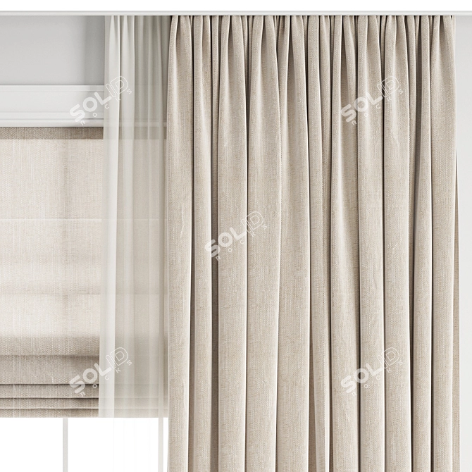 3D Curtain Model Kit 3D model image 5