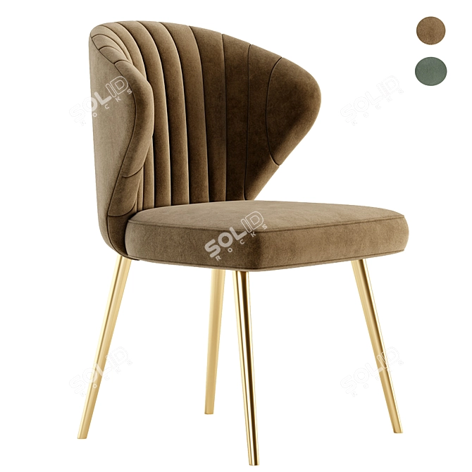 Elegant Velvet Dining Chair Set 3D model image 1