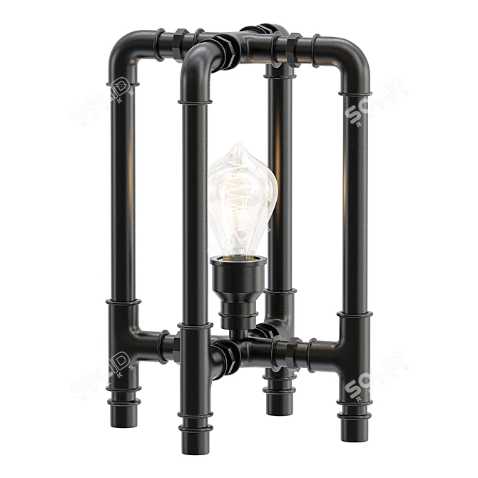 Industrial Pipe Light Fixture 3D model image 1