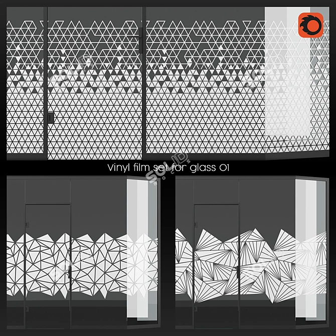 Frosted Glass Vinyl Film Set 3D model image 4