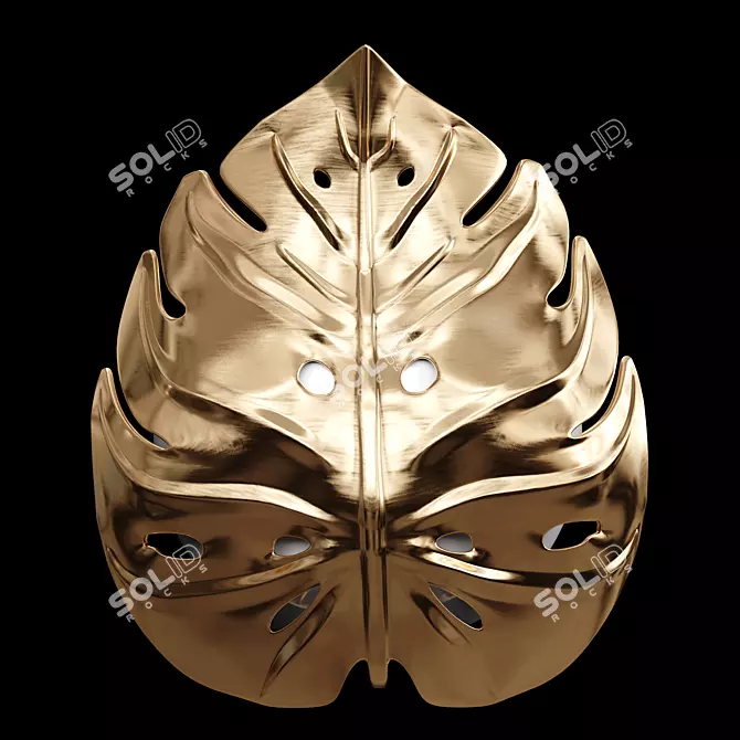 Golden Monstera Leaf Wall Sconce 3D model image 5