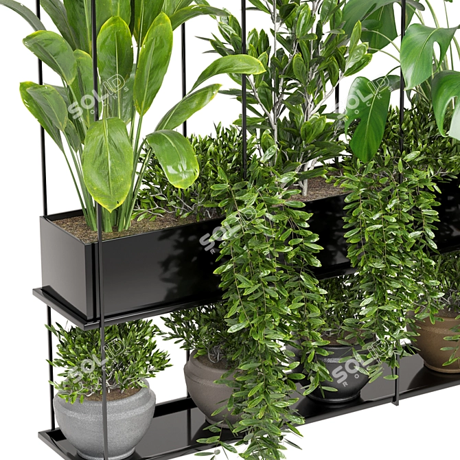 Metal Box Hanging Plants - Set 225 3D model image 3